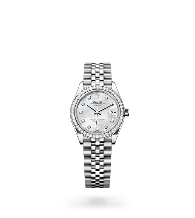 Rolex Datejust | 278384RBR | Datejust 31 | หน้าปัดประดับอัญมณี | หน้าปัดเปลือกหอยมุก | ขอบหน้าปัดประดับเพชร | White Rolesor | M278384RBR-0008 | หญิง Watch | Rolex Official Retailer - Srichai Watch