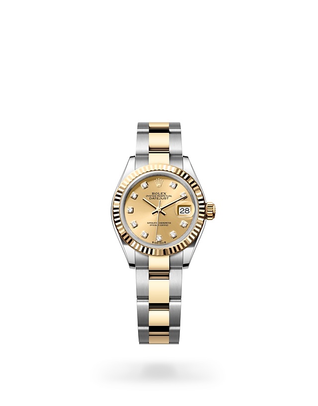 Rolex Lady-Datejust | 279173 | Lady-Datejust | Coloured dial | Champagne-colour dial | Fluted bezel | Yellow Rolesor | M279173-0012 | Women Watch | Rolex Official Retailer - Srichai Watch