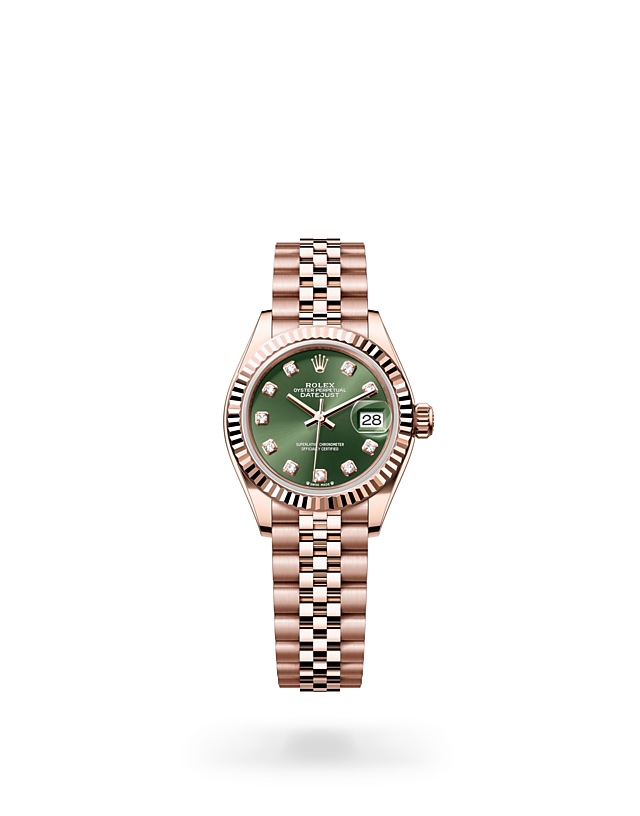 Rolex Lady-Datejust | 279175 | Lady-Datejust | Coloured dial | Olive-Green Dial | Fluted bezel | 18 ct Everose gold | M279175-0013 | Women Watch | Rolex Official Retailer - Srichai Watch