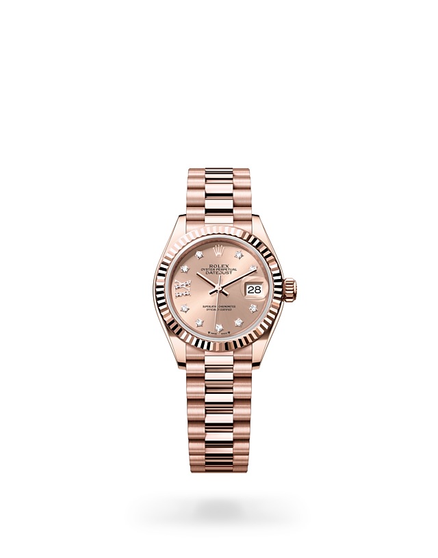 Rolex Lady-Datejust | 279175 | Lady-Datejust | Coloured dial | Rosé-colour dial | Fluted bezel | 18 ct Everose gold | M279175-0029 | Women Watch | Rolex Official Retailer - Srichai Watch