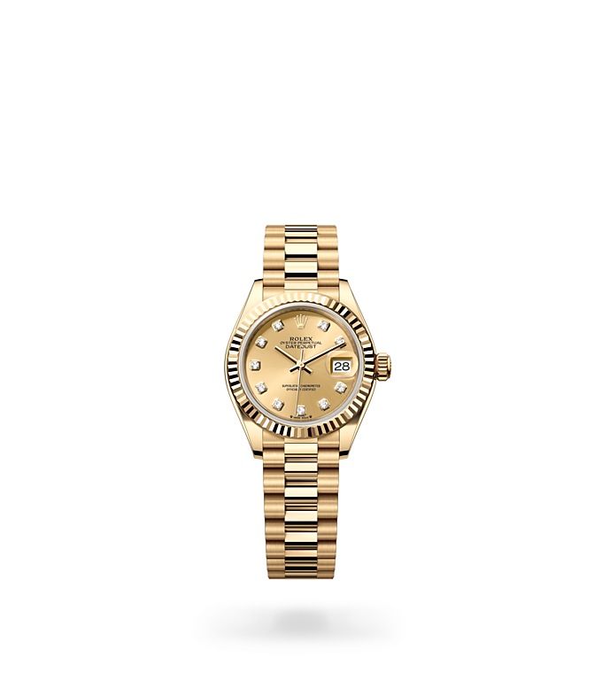 Rolex Lady-Datejust | 279178 | Lady-Datejust | หน้าปัดสี | หน้าปัดสีแชมเปญ | ขอบหน้าปัดแบบร่อง | ทองคำ 18 กะรัต | M279178-0017 | หญิง Watch | Rolex Official Retailer - Srichai Watch
