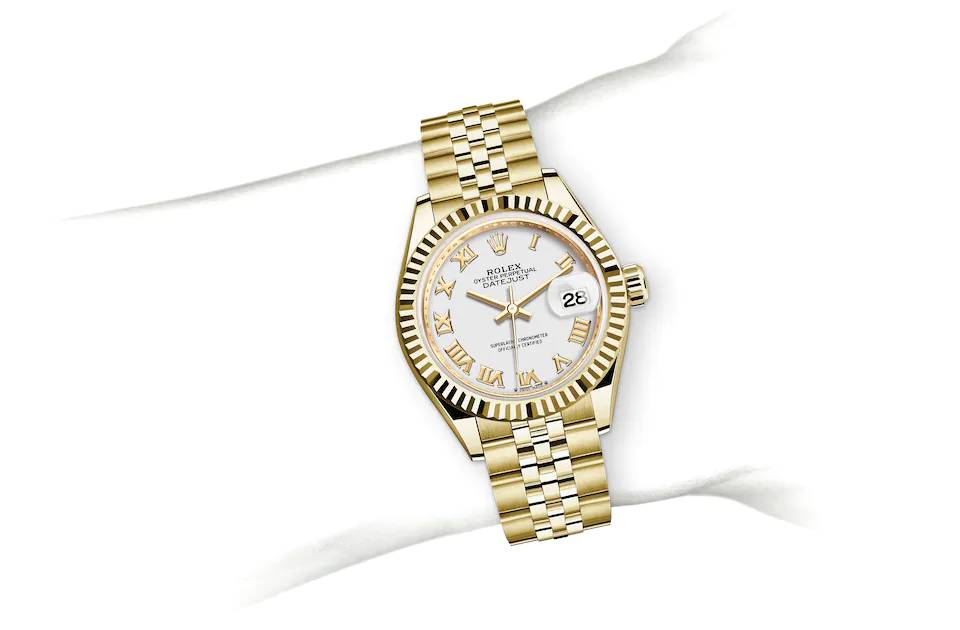 Rolex Lady-Datejust | 279178 | Lady-Datejust | Light dial | White dial | Fluted bezel | 18 ct yellow gold | M279178-0030 | Women Watch | Rolex Official Retailer - Srichai Watch