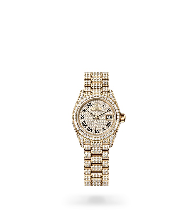 Rolex Lady-Datejust | 279458RBR | Lady-Datejust | Gem-set dial | Diamond-Paved Dial | Diamond-set bezel | 18 ct yellow gold | M279458RBR-0001 | Women Watch | Rolex Official Retailer - Srichai Watch