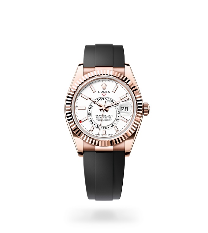 Rolex Sky-Dweller | 336235 | Sky-Dweller | Light dial | The Oysterflex Bracelet | 18 ct Everose gold | Intense white dial | M336235-0003 | Men Watch | Rolex Official Retailer - Srichai Watch