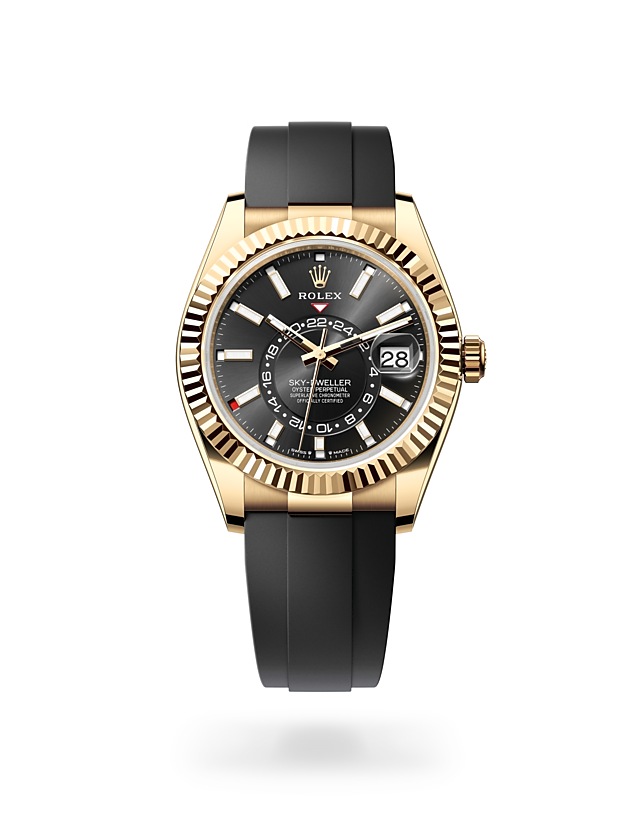 Rolex Sky-Dweller | 336238 | Sky-Dweller | Dark dial | The Oysterflex Bracelet | 18 ct yellow gold | Bright black dial | M336238-0002 | Men Watch | Rolex Official Retailer - Srichai Watch