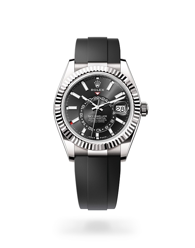 Rolex Sky-Dweller | 336239 | Sky-Dweller | Dark dial | The Oysterflex Bracelet | 18 ct white gold | Bright black dial | M336239-0002 | Men Watch | Rolex Official Retailer - Srichai Watch
