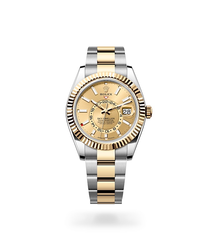 Rolex Sky-Dweller | 336933 | Sky-Dweller | Coloured dial | Champagne-colour dial | The Fluted Bezel | Yellow Rolesor | M336933-0001 | Men Watch | Rolex Official Retailer - Srichai Watch
