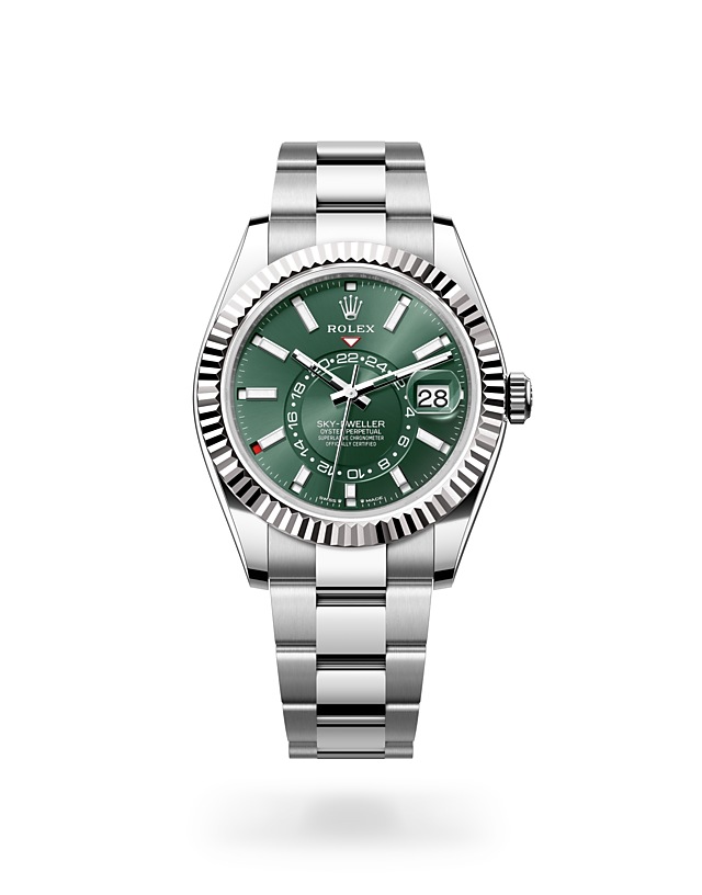 Rolex Sky-Dweller | 336934 | Sky-Dweller | Coloured dial | Mint green dial | The Fluted Bezel | White Rolesor | M336934-0001 | Men Watch | Rolex Official Retailer - Srichai Watch