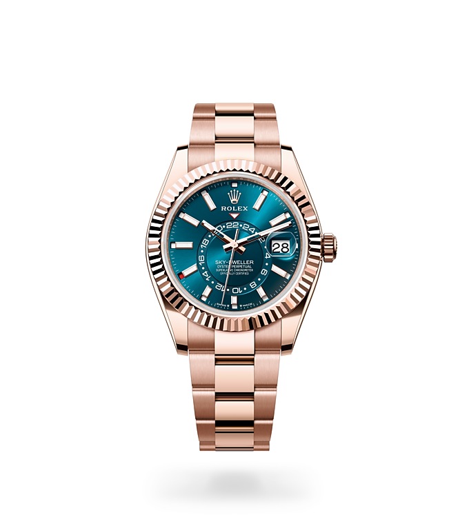Rolex Sky-Dweller | 336935 | Sky-Dweller | Coloured dial | Blue-green dial | The Fluted Bezel | 18 ct Everose gold | M336935-0001 | Men Watch | Rolex Official Retailer - Srichai Watch