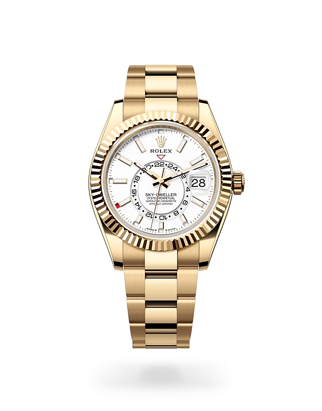 Rolex Sky-Dweller | 336938 | Sky-Dweller | Light dial | Intense white dial | The Fluted Bezel | 18 ct yellow gold | M336938-0003 | Men Watch | Rolex Official Retailer - Srichai Watch
