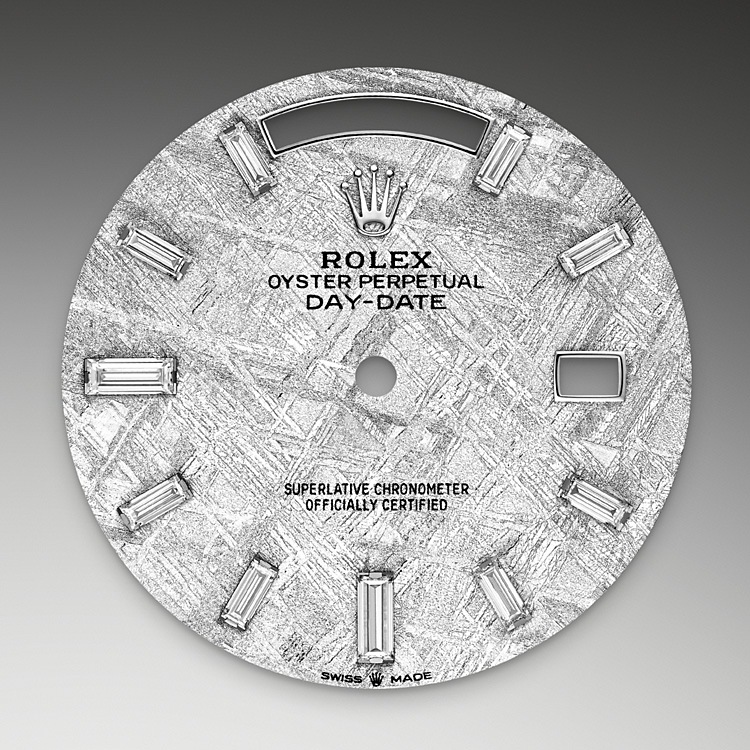 Rolex Day-Date | 228349RBR | Day-Date 40 | Light dial | Meteorite dial | Diamond-set bezel | 18 ct white gold | M228349RBR-0040 | Men Watch | Rolex Official Retailer - Srichai Watch
