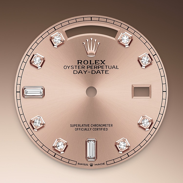 Rolex Day-Date | 128235 | Day-Date 36 | หน้าปัดสี | หน้าปัดสีชมพูกุหลาบ | ขอบหน้าปัดแบบร่อง | Everose gold 18 กะรัต | M128235-0009 | ชาย Watch | Rolex Official Retailer - Srichai Watch