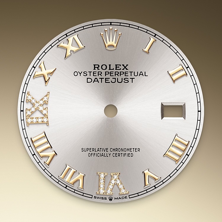 Rolex Datejust | 126283RBR | Datejust 36 | Light dial | Silver dial | Diamond-set bezel | Yellow Rolesor | M126283RBR-0017 | Men Watch | Rolex Official Retailer - Srichai Watch