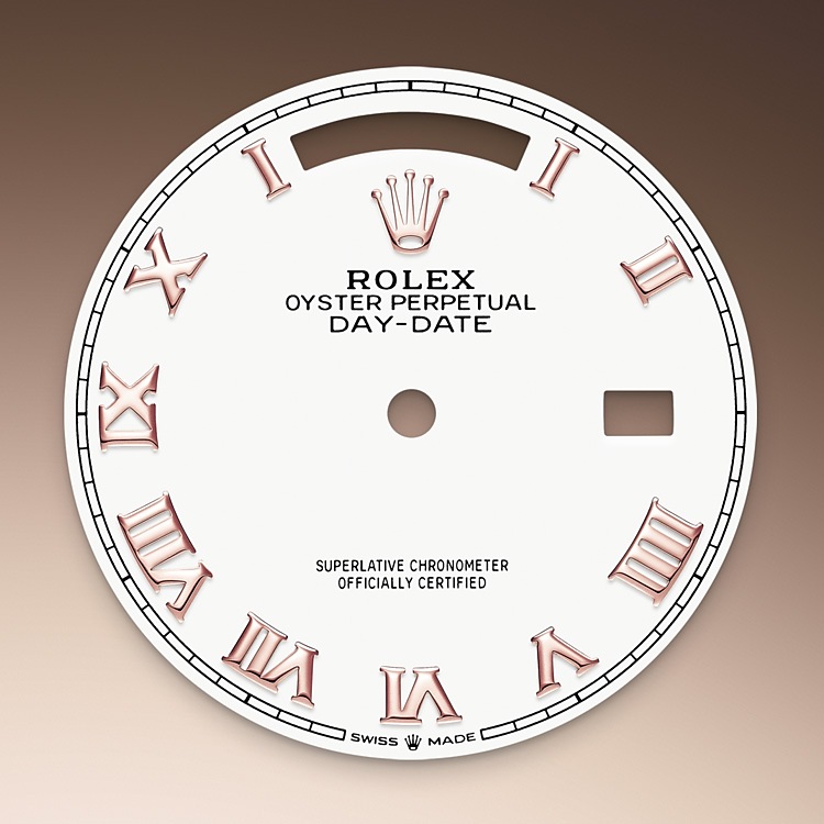 Rolex Day-Date | 128235 | Day-Date 36 | หน้าปัดสีอ่อน | ขอบหน้าปัดแบบร่อง | หน้าปัดสีขาว | Everose gold 18 กะรัต | M128235-0052 | ชาย Watch | Rolex Official Retailer - Srichai Watch