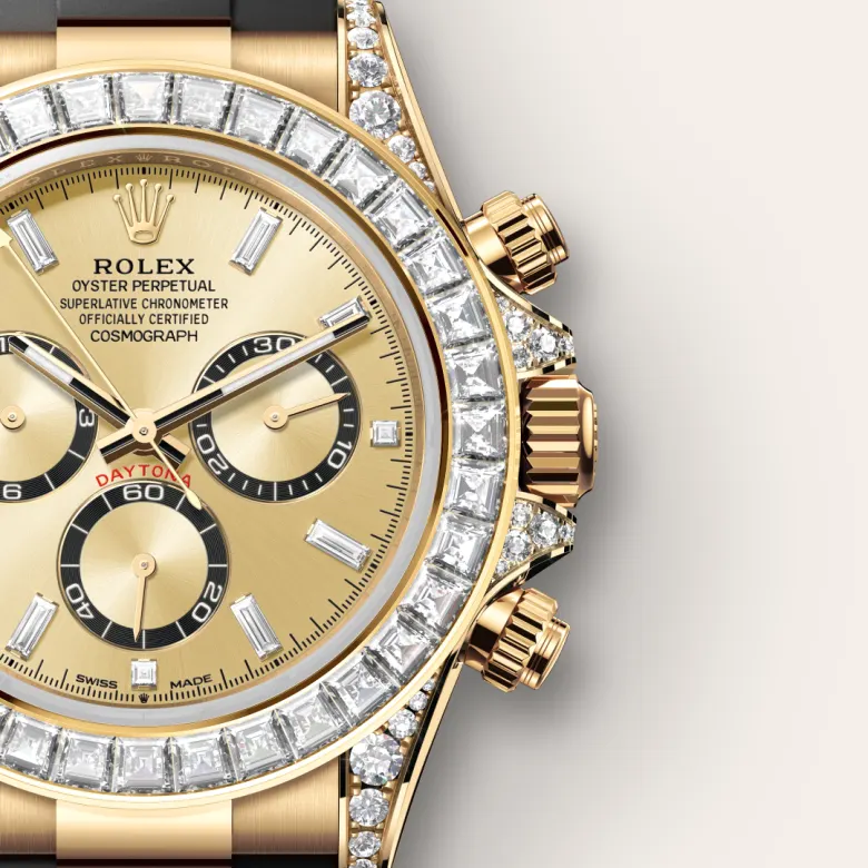 Rolex Cosmograph Daytona in 18 ct yellow gold with lugs set with diamonds, m126538tbr-0004 - Srichai Watch