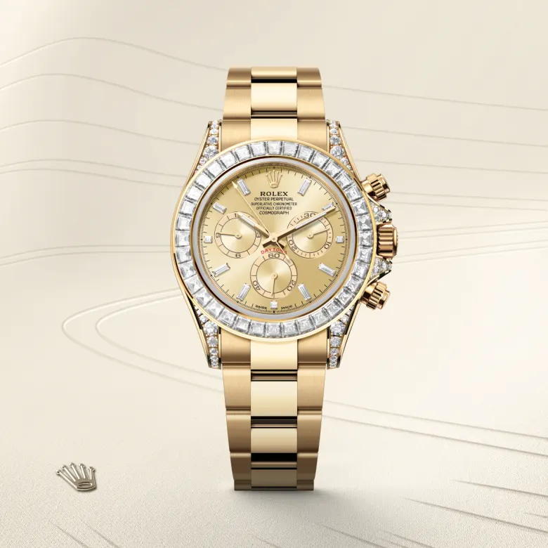 Rolex Cosmograph Daytona in ทองคำ 18 กะรัต พร้อมขานาฬิกาประดับด้วยเพชร, M126598TBR-0001 - Srichai Watch