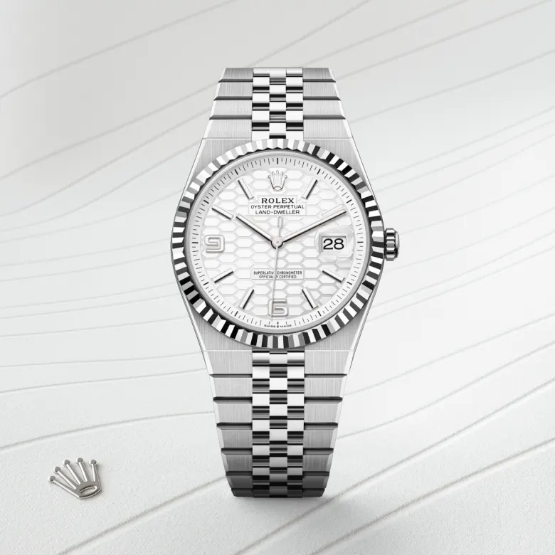 Rolex Land-Dweller in White Rolesor - combination of Oystersteel and white gold, M127334-0001 - Srichai Watch