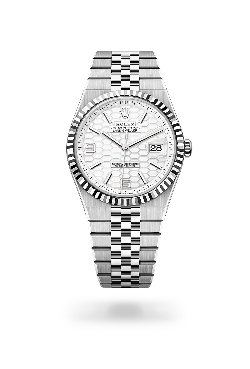 Rolex Land-Dweller in White Rolesor - combination of Oystersteel and white gold, M127334-0001 - Srichai Watch