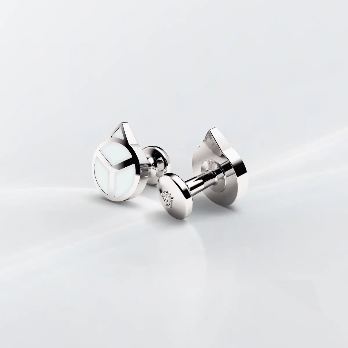 Rolex ‘Hand’ cufflinks in White gold and luminescent material, A1029 at Srichai Watch