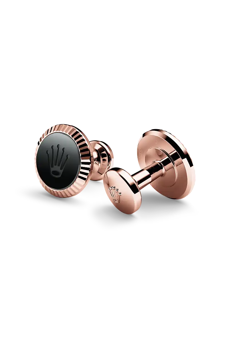Rolex ‘Fluted’ cufflinks in Everose gold and ceramic, A1035 at Srichai Watch