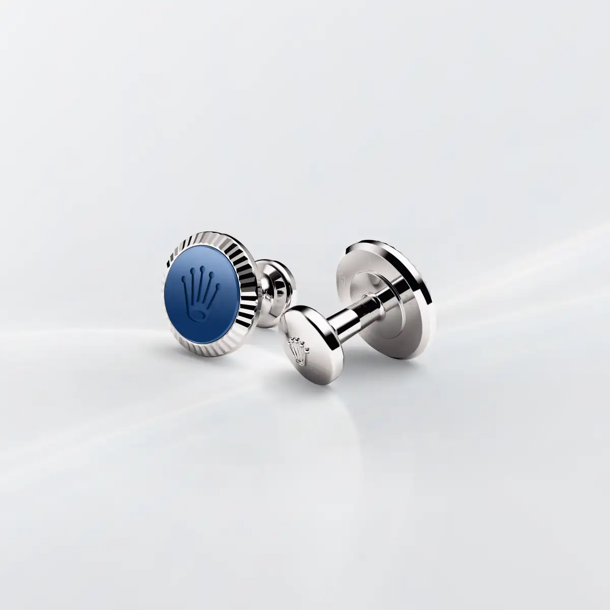 Rolex ‘Fluted’ cufflinks in White gold and ceramic, A1039 at Srichai Watch