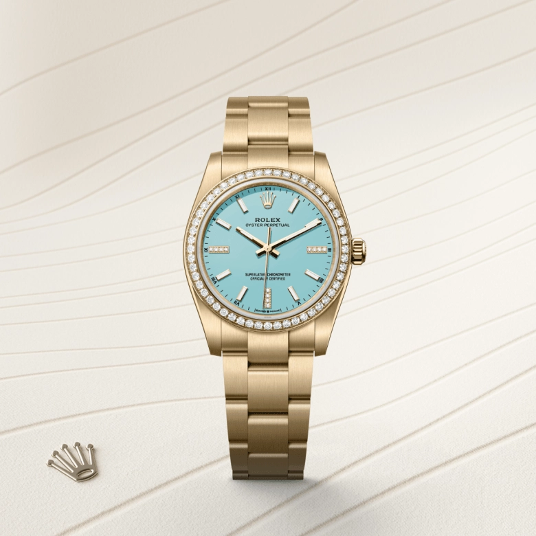 Rolex Oyster Perpetual in 18 ct yellow gold, M124248RBR-0002 - Srichai Watch