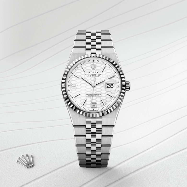Rolex Land-Dweller in White Rolesor - การผสมผสานระหว่าง Oystersteel และทองคำขาว, M127234-0001 - Srichai Watch